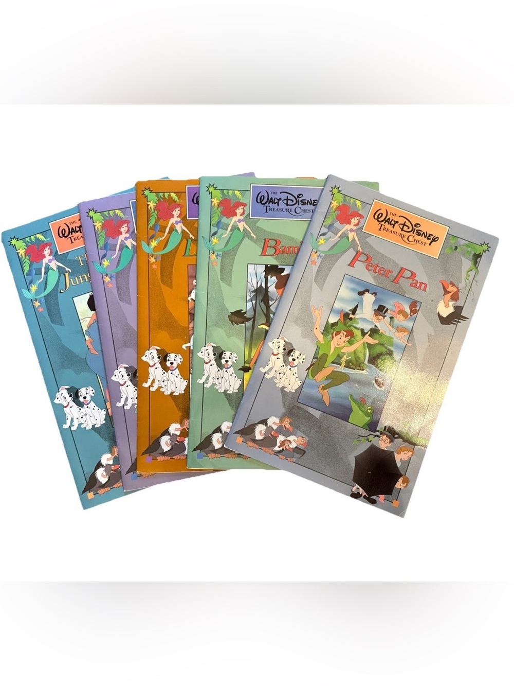 Vintage 1991 The Walt Disney Treasure Chest Set Of 5 Large Picture Books GUC